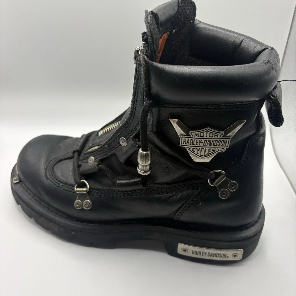 Harley Davidson Mens Boots Size 6.5 #91680 Black Leather Zipper